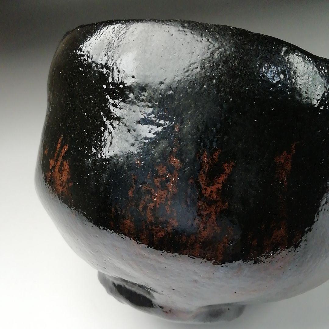 T128 茶碗 『のんこう写 稲妻』『黒茶碗』『佐々木昭楽造』 共箱