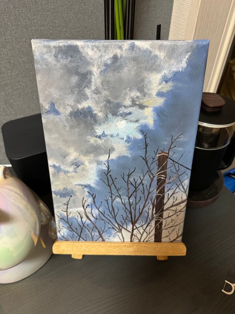 「月夜」　手描き　油絵　風景画　原画　油彩画