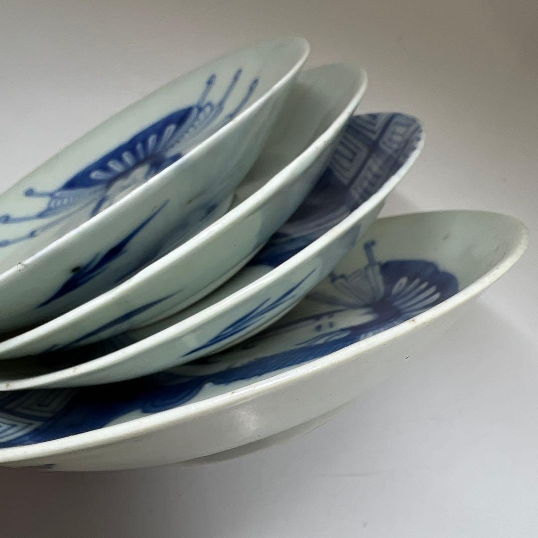 中国清朝時代 青花美人画小皿17枚 木箱 直径約11.5㎝東