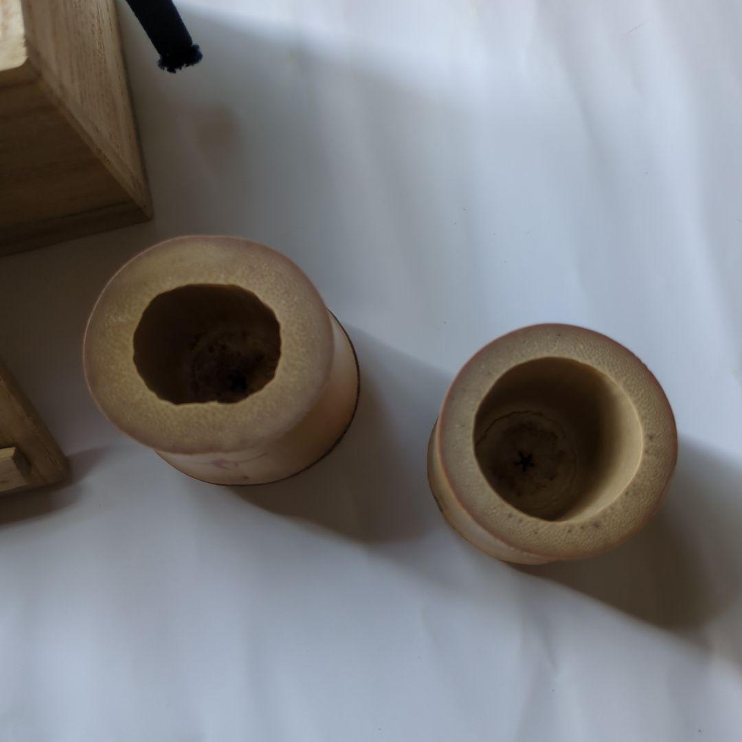 竹蓋置き壱双（いっそう) 細谷喝堂箱書き 送料込(750)