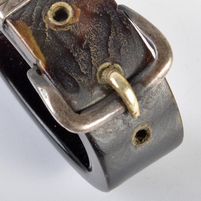 時代提げ物鼈甲製銀細工ベルト型根付時代箱付MR4328