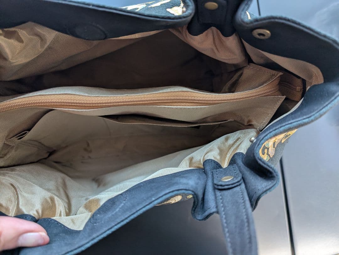 刺繍黒和装用バッグ 大きめ