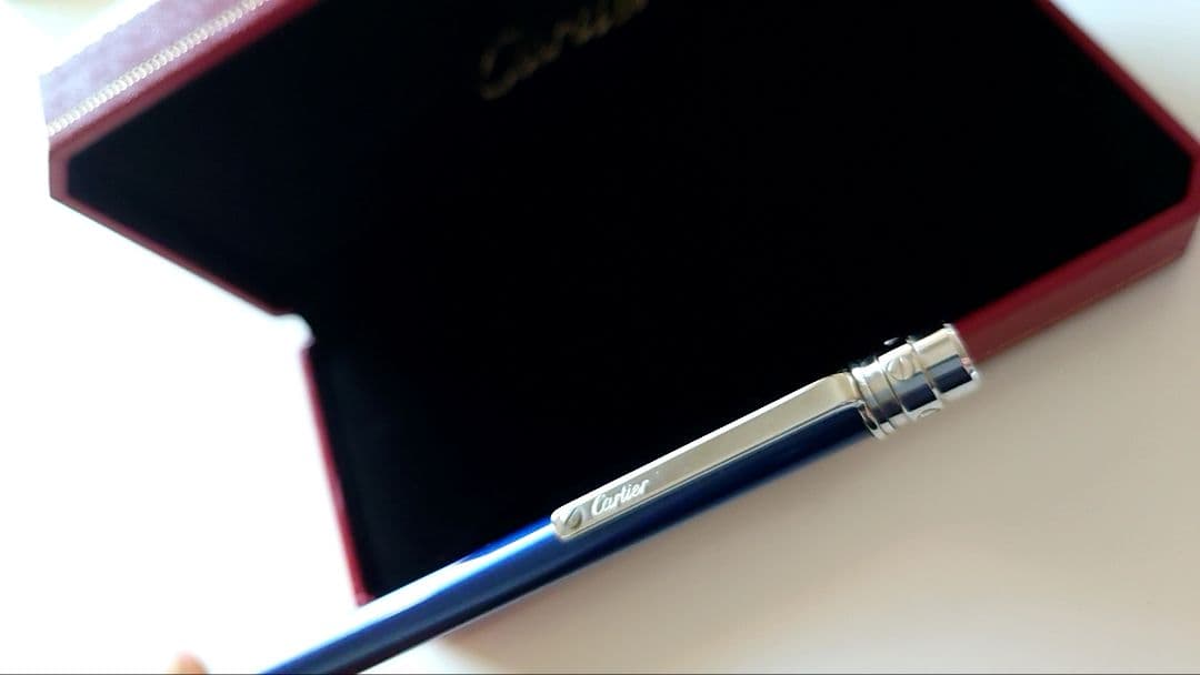 Cartier ボールペン 青色 専用ケース付き SANTOSCartierサントス ドゥ