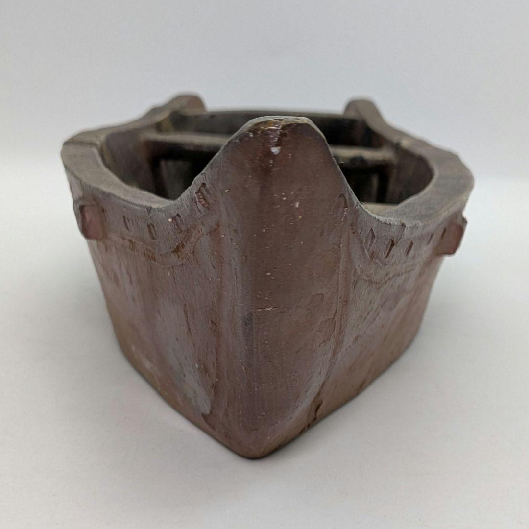 三村陶伯 備前焼 舟型花器 船形水盤 大型花器 フラワーベース 置物 花生 花
