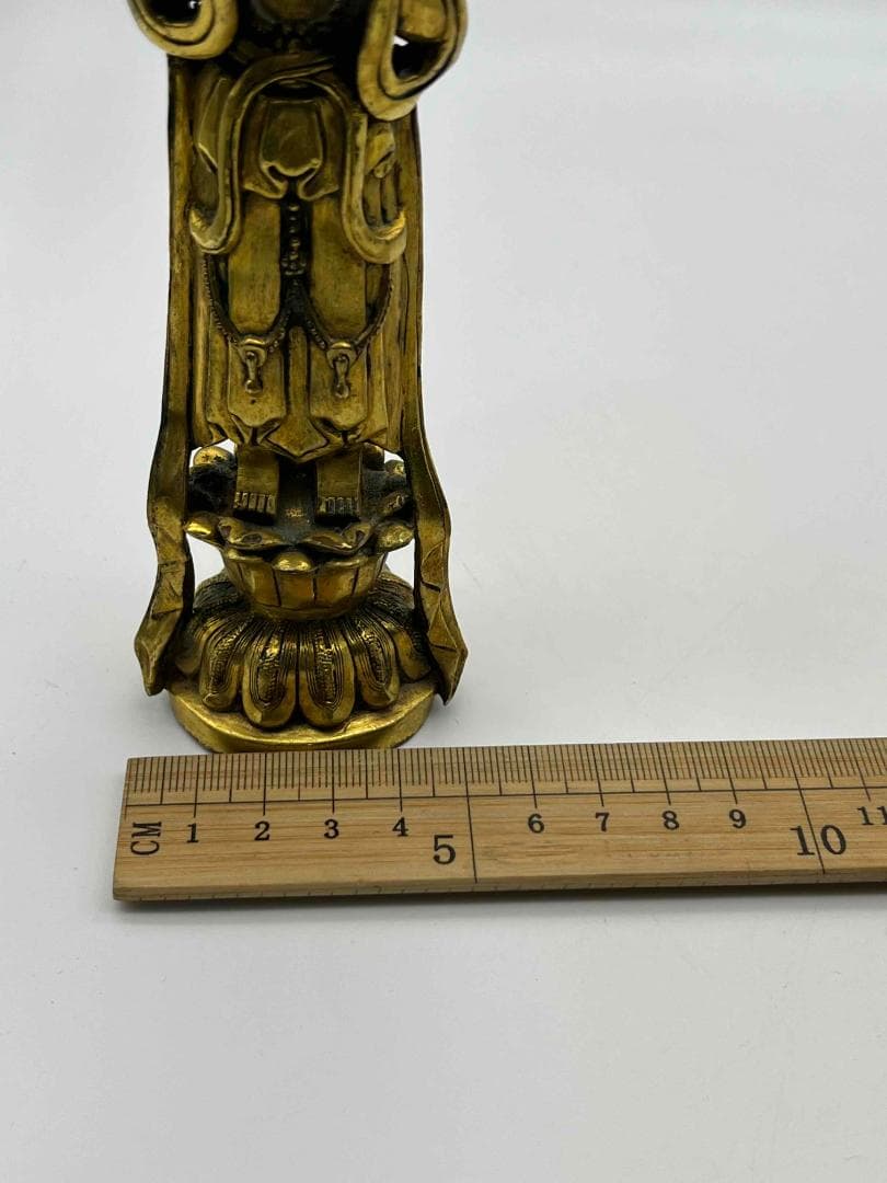 北魏時代 金銅観音菩薩立像 神鳥宝珠真珠紋 金銅仏铜鎏金 唐