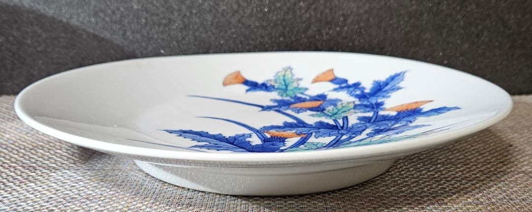 鍋島焼 鍋島御庭焼 名工 市川光春 作 草花文様 飾り皿額皿