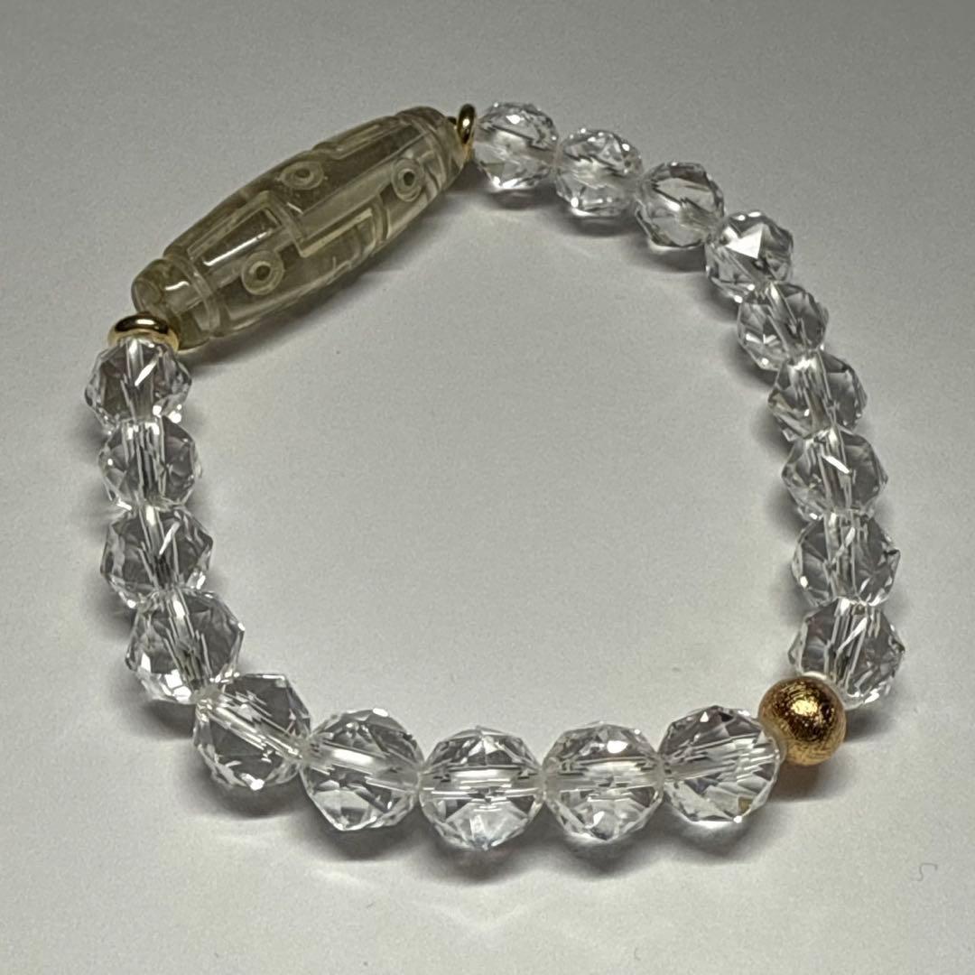 宇宙の叡智と運命の扉を開く｜九眼リビアングラス天珠×ギベオン×水晶ブレスレット