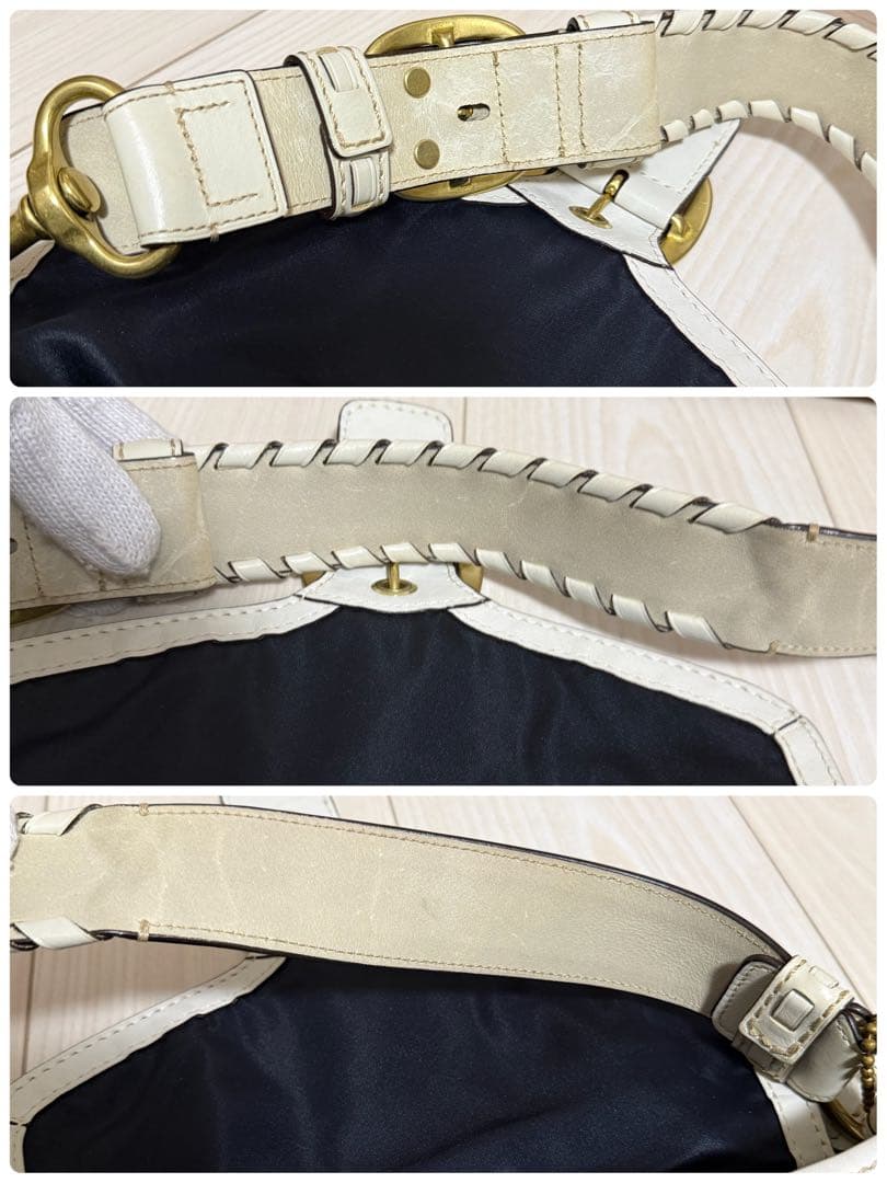 COACH コーチ ショルダーバッグ ソーホー レザー シグネチャー 白 デニム