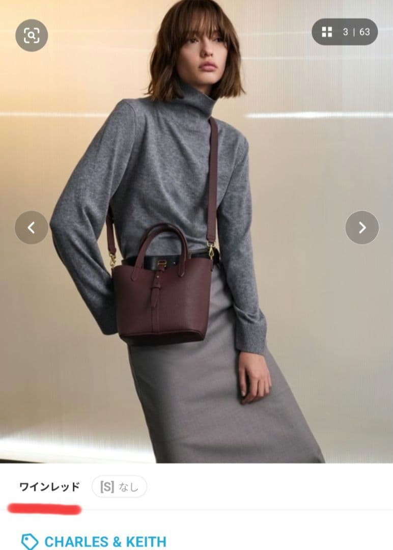 CHARLES&KEITH Beryl ベリル リサイクルレザー バケツバッグ