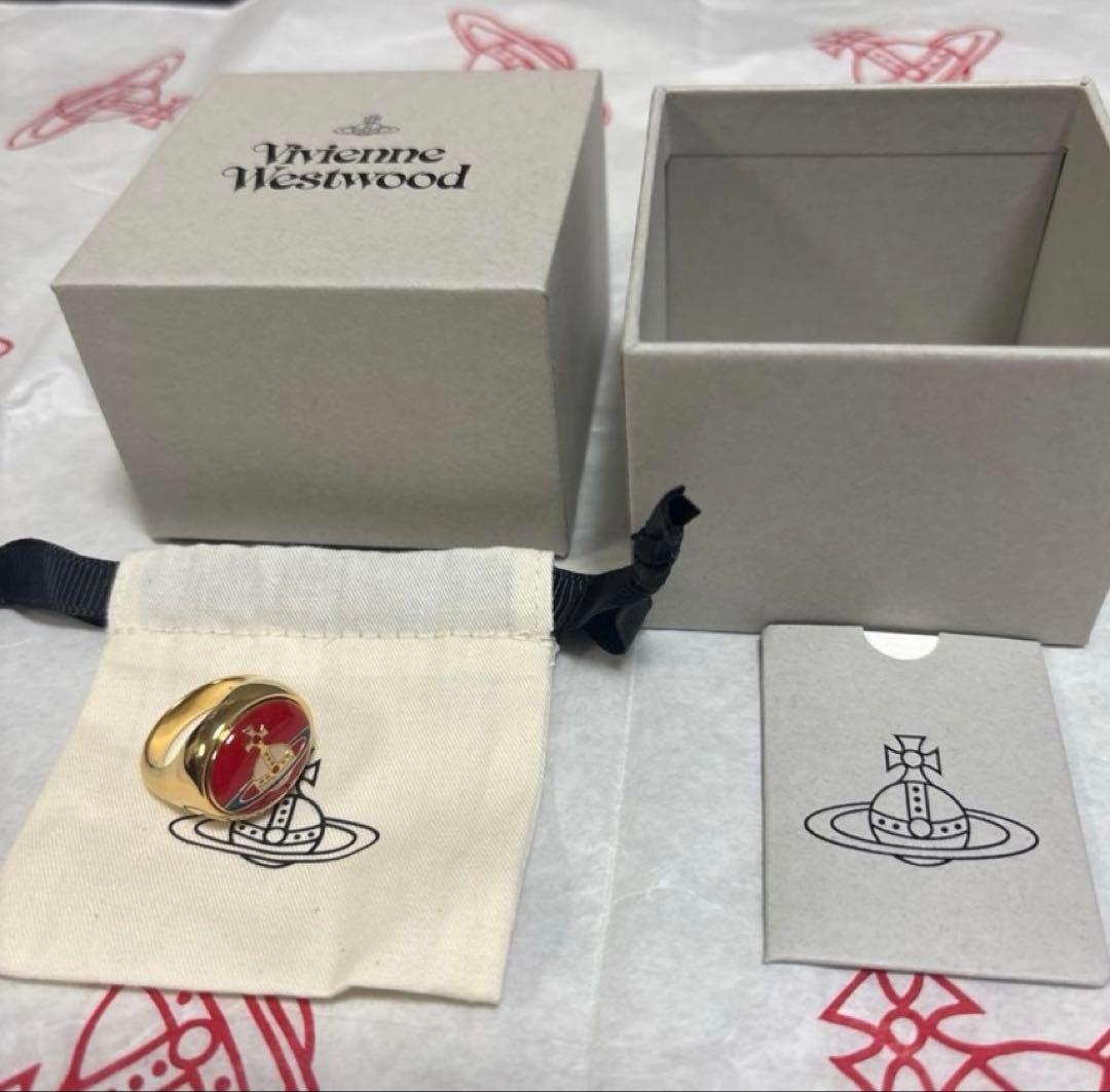 ヴィヴィアンウエストウッド　エナメルオーブボタンリング　レッドSサイズ新品未使用