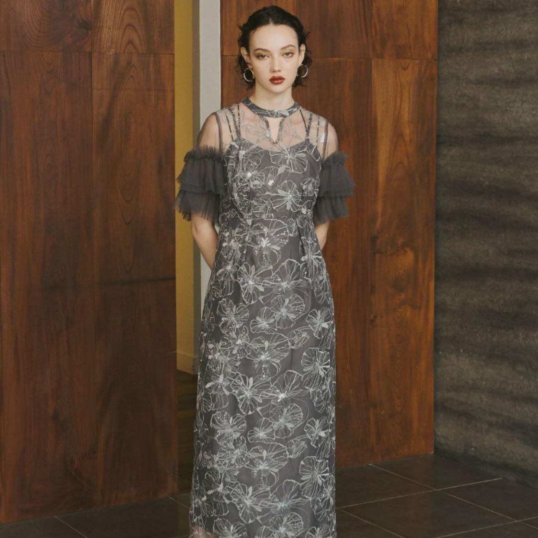 ANDRESD キーネックエンブロイダリードレス