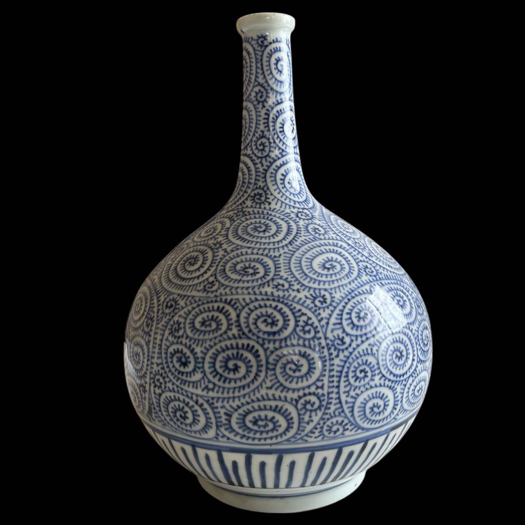 古伊万里 大徳利 花瓶 蛸唐草 染付け 骨董品 アンティーク 陶器 大きい