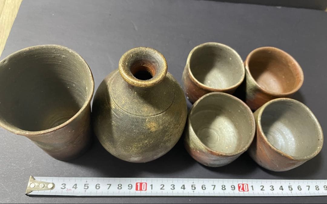 備前焼 鈴木常喜 作 酒器セット ぐい呑・徳利・湯呑み・お猪口 銘あり