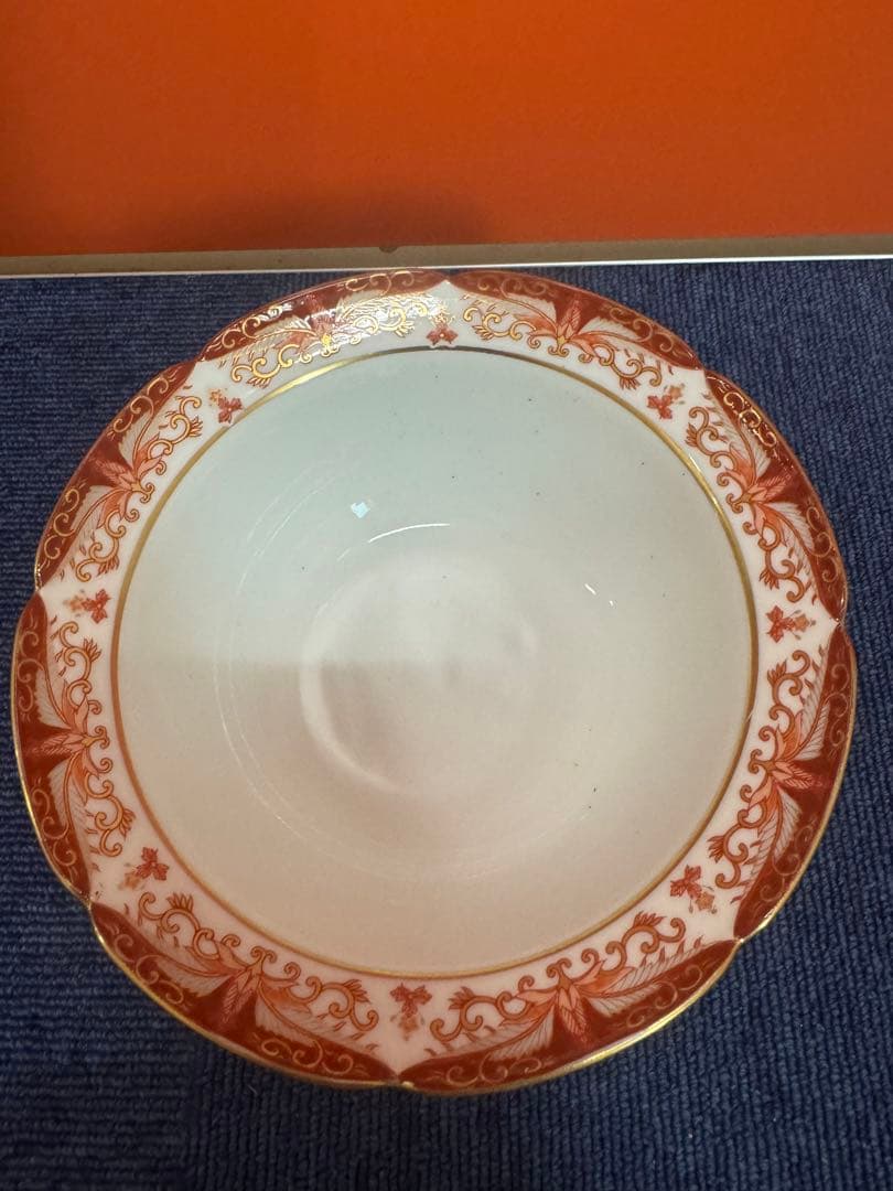 1721 其泉窯 赤濃 金彩 唐草 深鉢