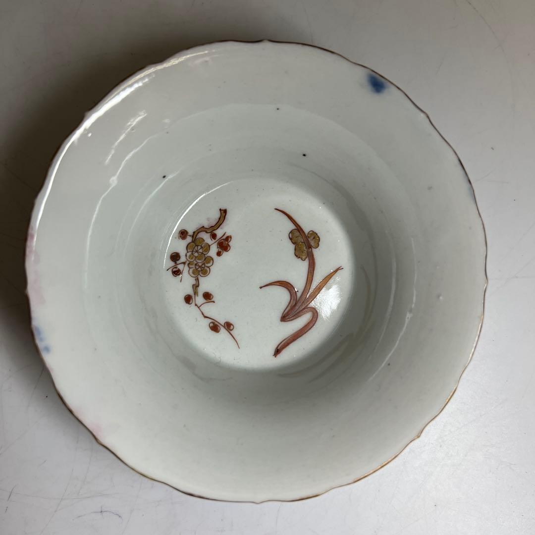 古伊万里 瑠璃金彩 向付5客 直径11.5㎝木箱付タルチ 東な8-0121☆2F