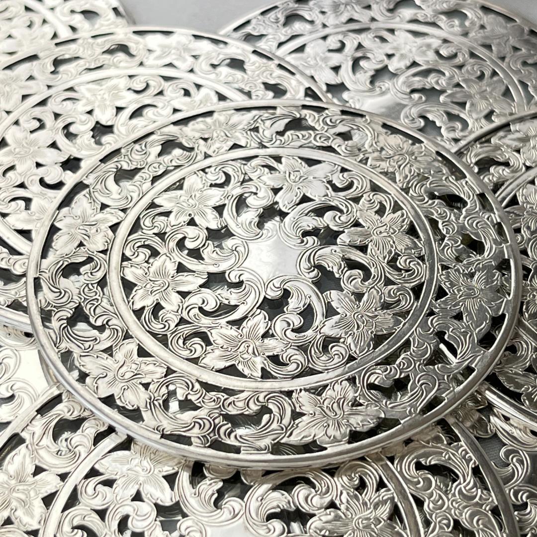 【WEBSTER】【純銀/ガラス】コースター 12枚 / ホルダー スターリング