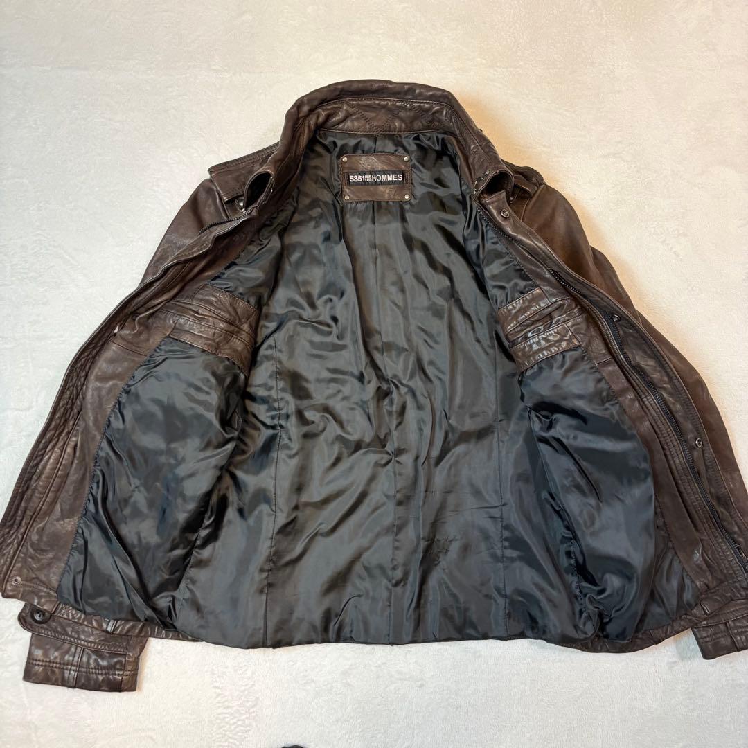 高級馬革】5351プールオム シングルライダース レザージャケット ブラウン