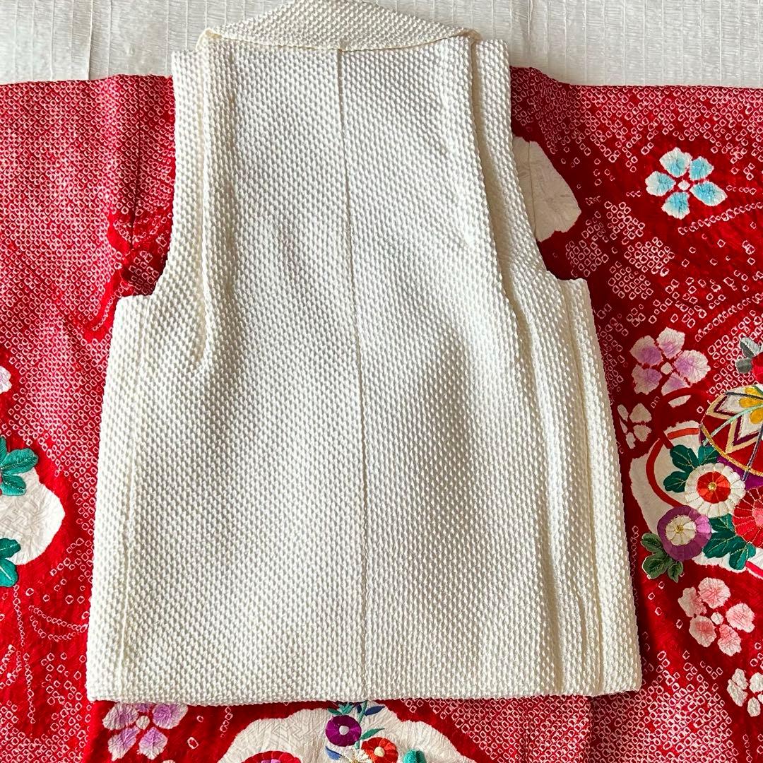 七五三 3歳 総絞り 着物 正絹 被布 三歳 赤 草履 753 金駒刺繍 赤白