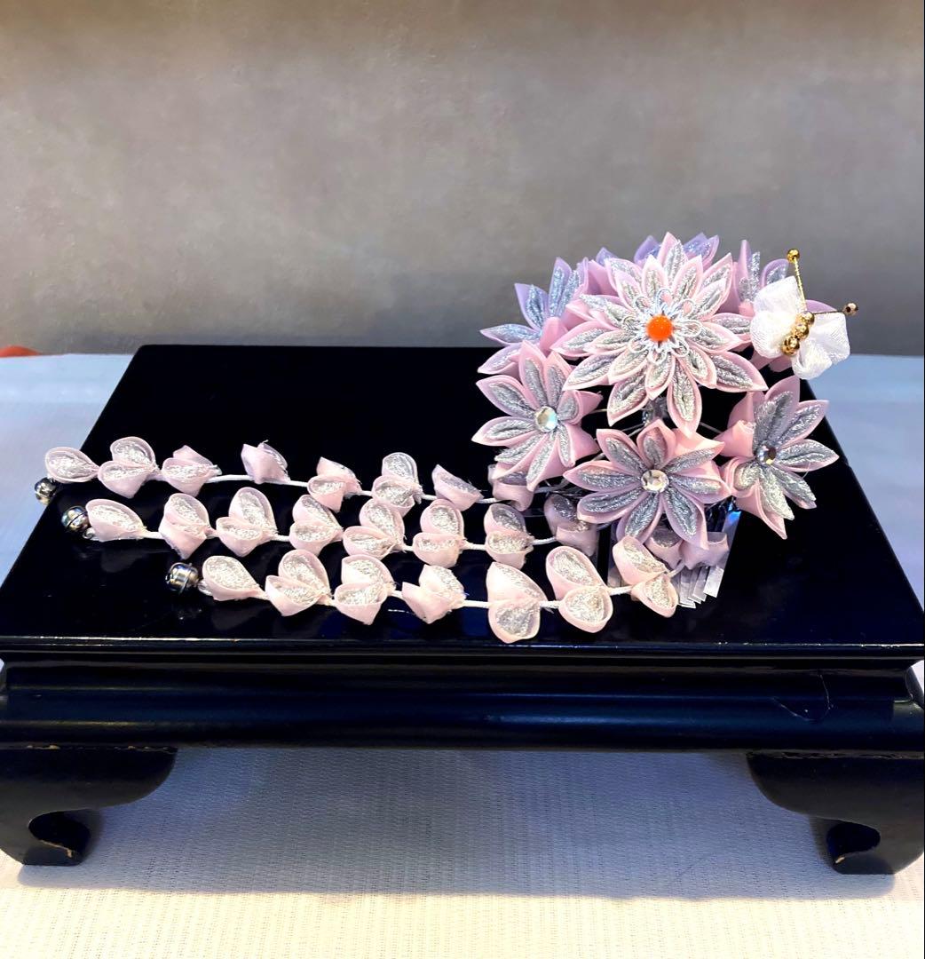 専用　七五三　舞妓簪　銀花藤下がりの簪　金属簪 櫛簪　玉簪　Uピン簪　水引簪