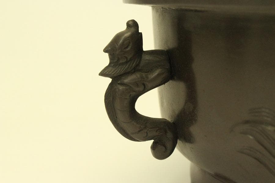 銅 水鳥模様 水盤(ZE490)