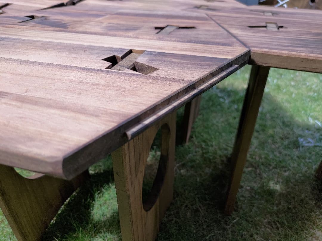 木製手作りキャンプテーブル 囲炉裏 組み立て卓 ファイヤーオクタゴン