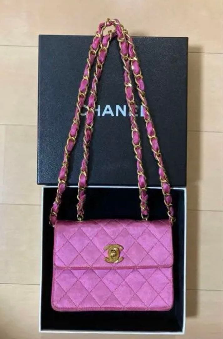 超レア★シャネル サテンピンクミニマトラッセ ショルダー バッグ