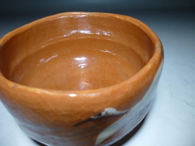 楽吉左衛門 十一代 慶入 鶴ノ画赤茶碗／共箱／楽吉左衛門十三代 惺入