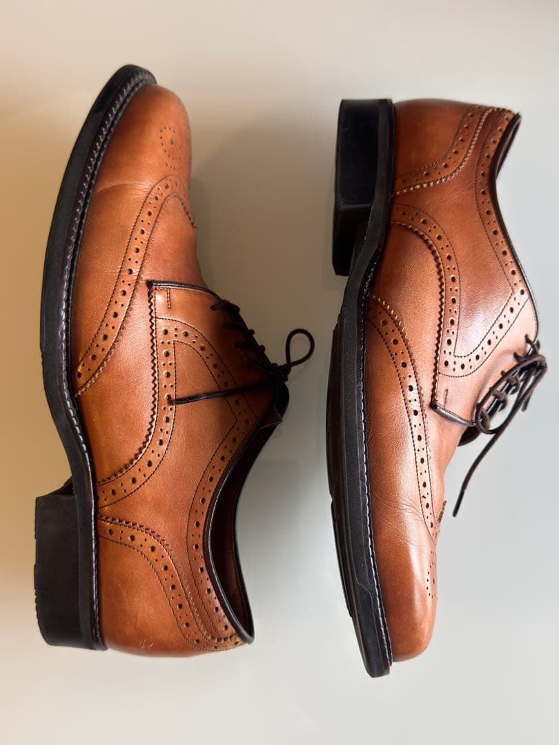 着用3回 runwalk ランウォーク 革靴 ウィングチップ 外羽根 本革 25