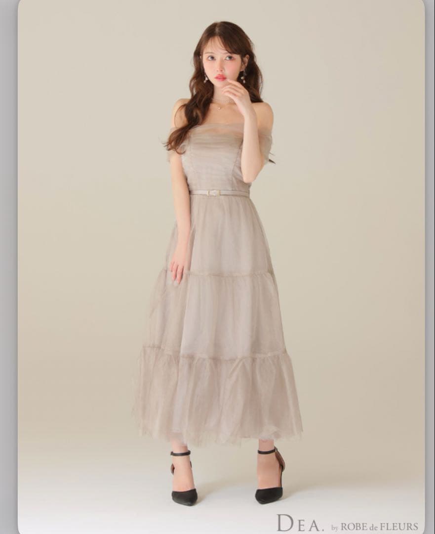 DEA キャバドレス ロング ラメチュールオフショルダー