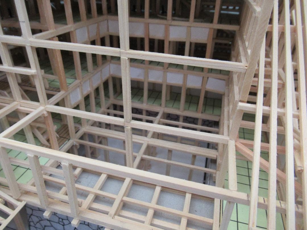 自作品】熊本城構造模型（その2） 縮尺約1／75 高さ約45cm