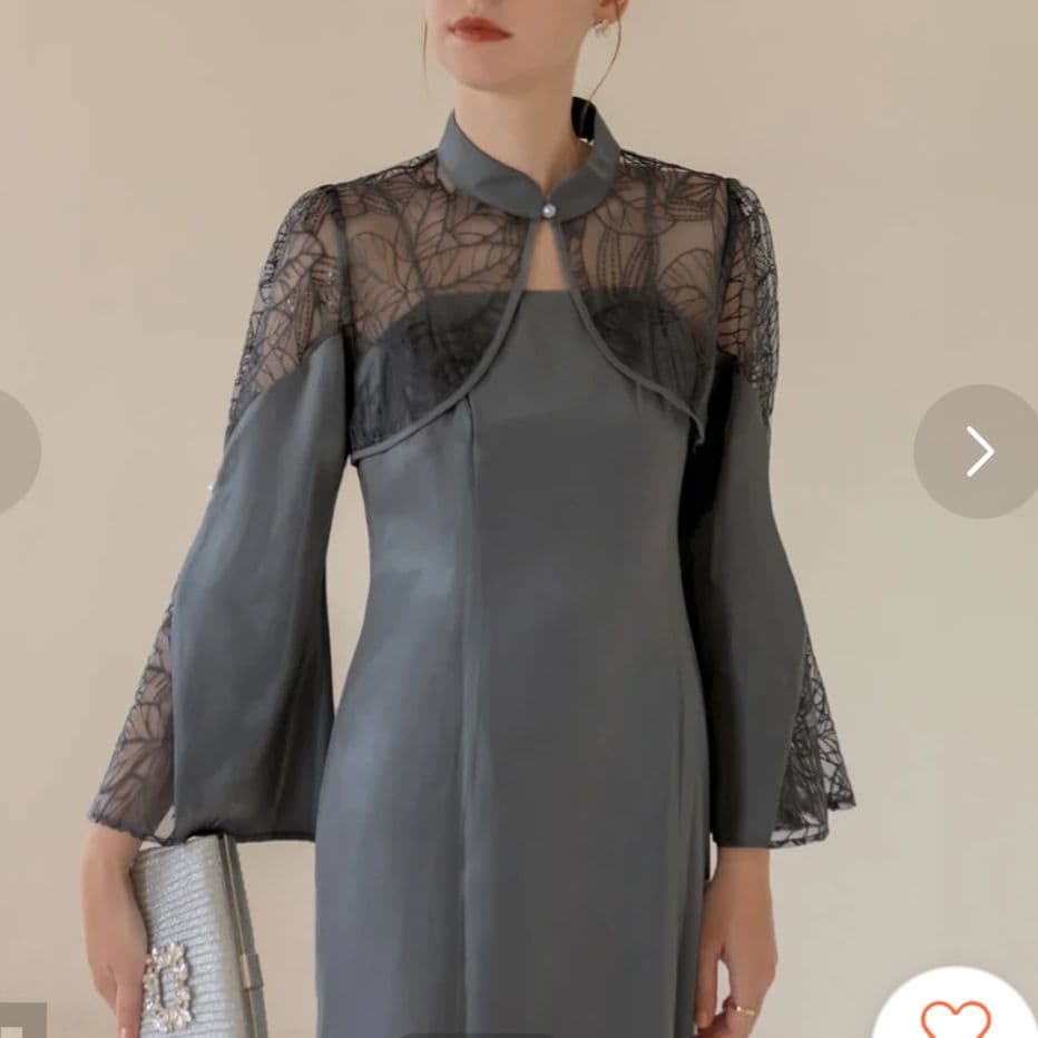 LEJA】リーフ刺繍 パールボレロ付 マーメイドドレス 2点セット 結婚式