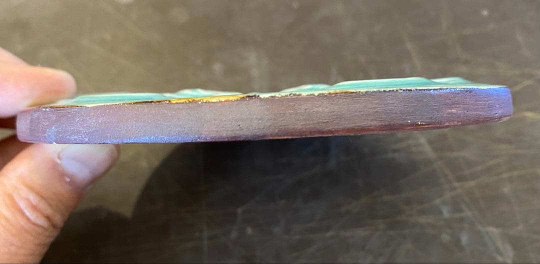 中国青磁タイル 龍・玉 鑑賞台座 2点セット ヴィンテージ レア 台湾