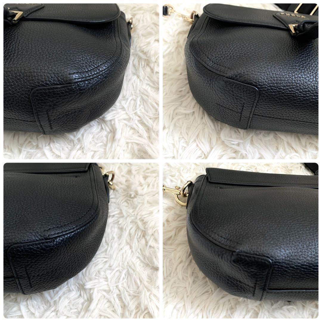 極美品✨ フルラ ウラニア ショルダーバッグ レザー 現行 レア ロゴ 黒