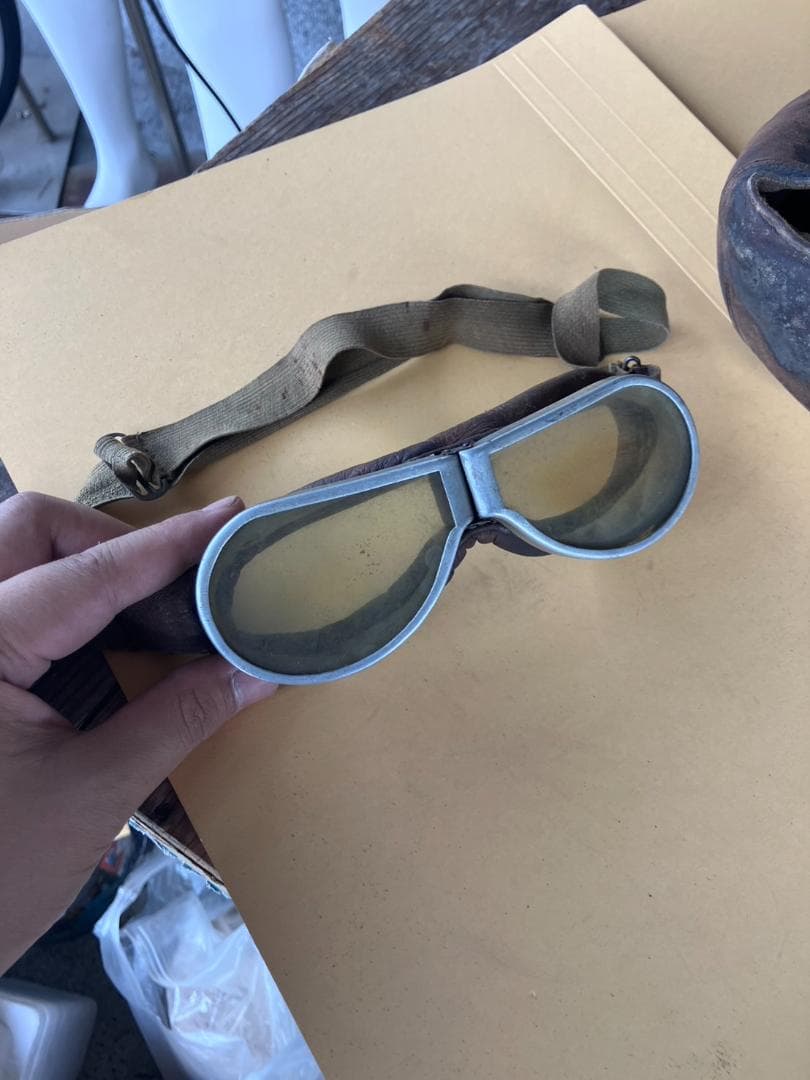 実物】旧日本軍戦車兵ヘルメットとゴーグルセット【本物】