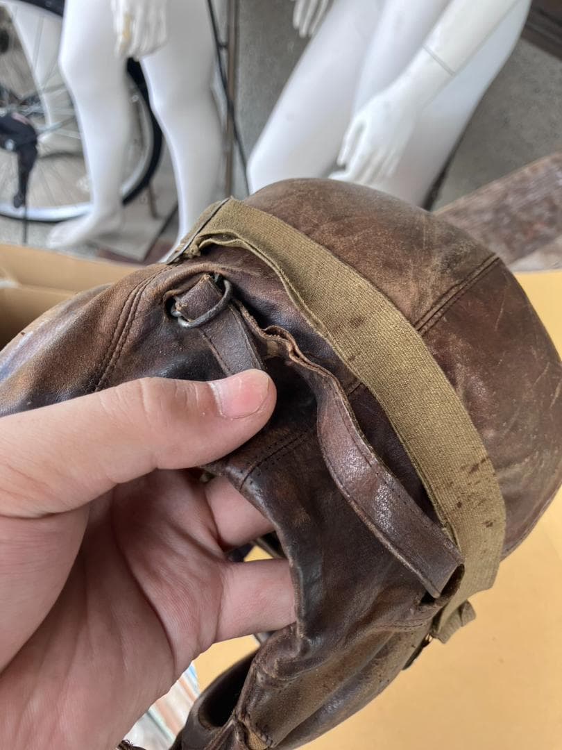 実物】旧日本軍戦車兵ヘルメットとゴーグルセット【本物】