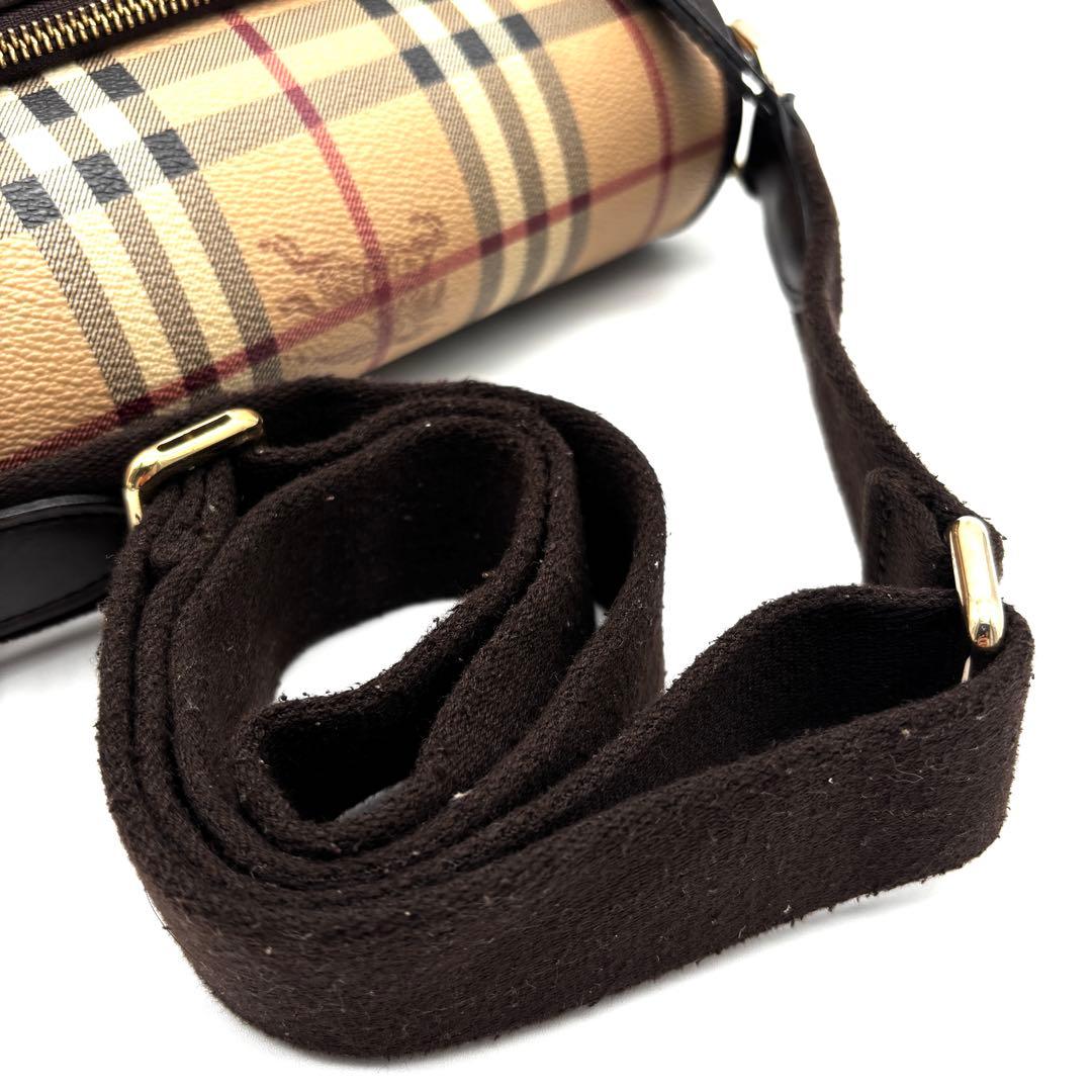 美品 バーバリー ショルダーバッグ ノバチェック ホースロゴ フラップ ベージュ