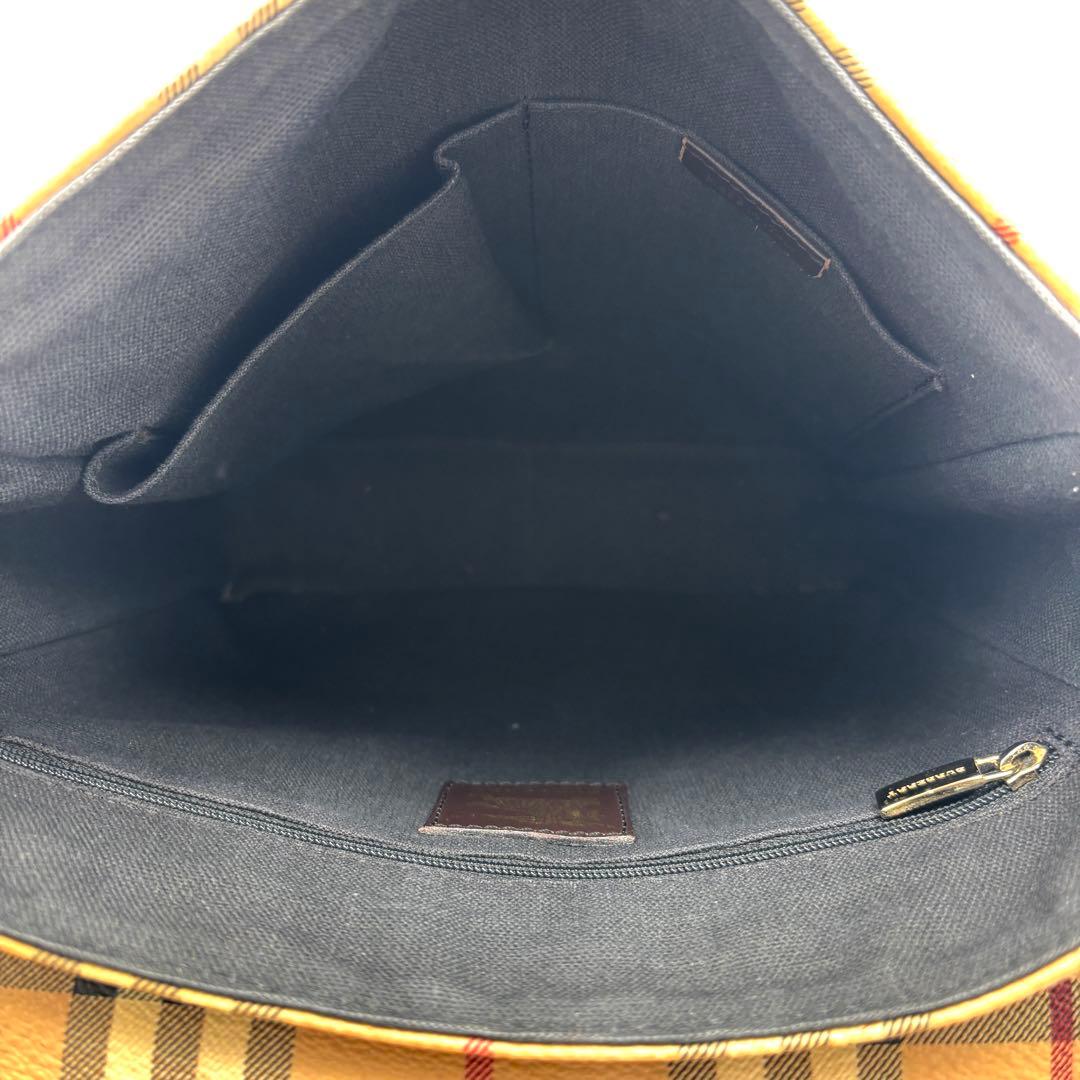 美品 バーバリー ショルダーバッグ ノバチェック ホースロゴ フラップ ベージュ