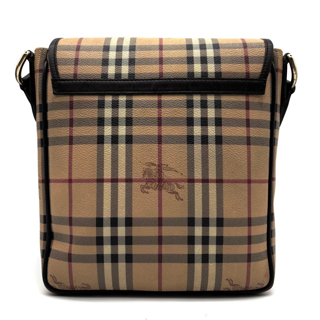 美品 バーバリー ショルダーバッグ ノバチェック ホースロゴ フラップ ベージュ