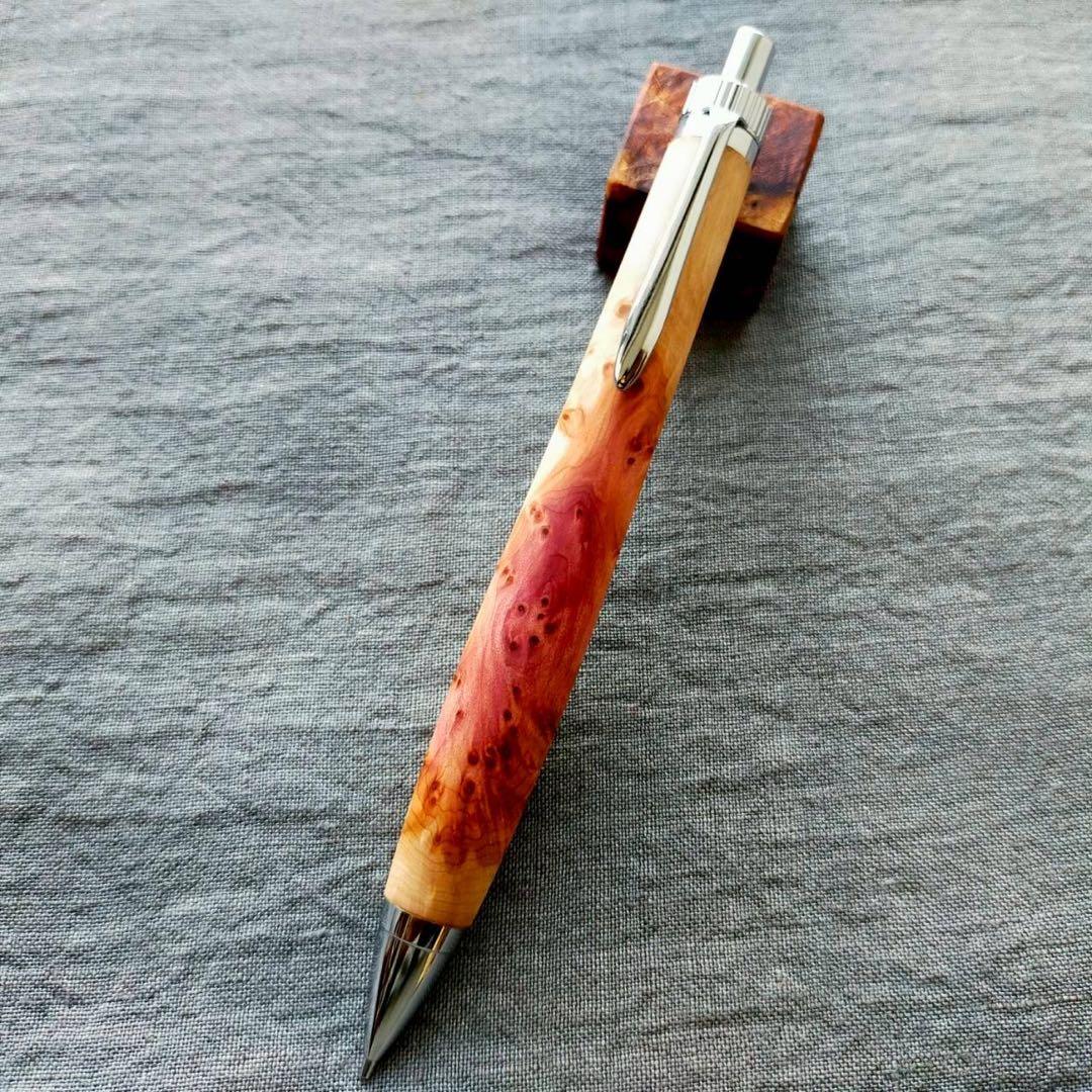 フロリニーバール　ハンドメイド　木軸シャープペン　0.5mm　天然木　シルバー