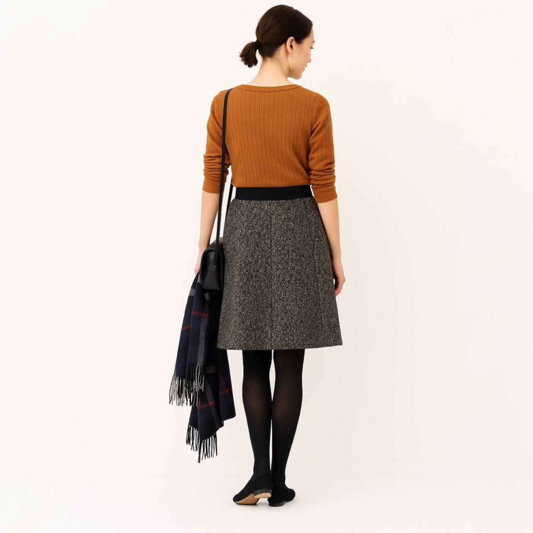 【美品❣️カシミヤ混ツイード】Drawer＊フレアスカート 膝丈 36 フォーマル