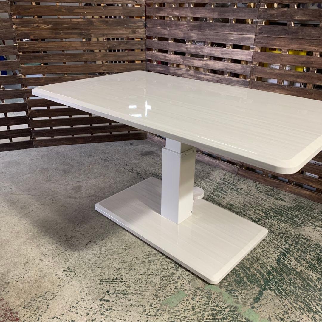 H910\" シギヤマ家具 NORDI 昇降式ダイニングテーブル ホワイト