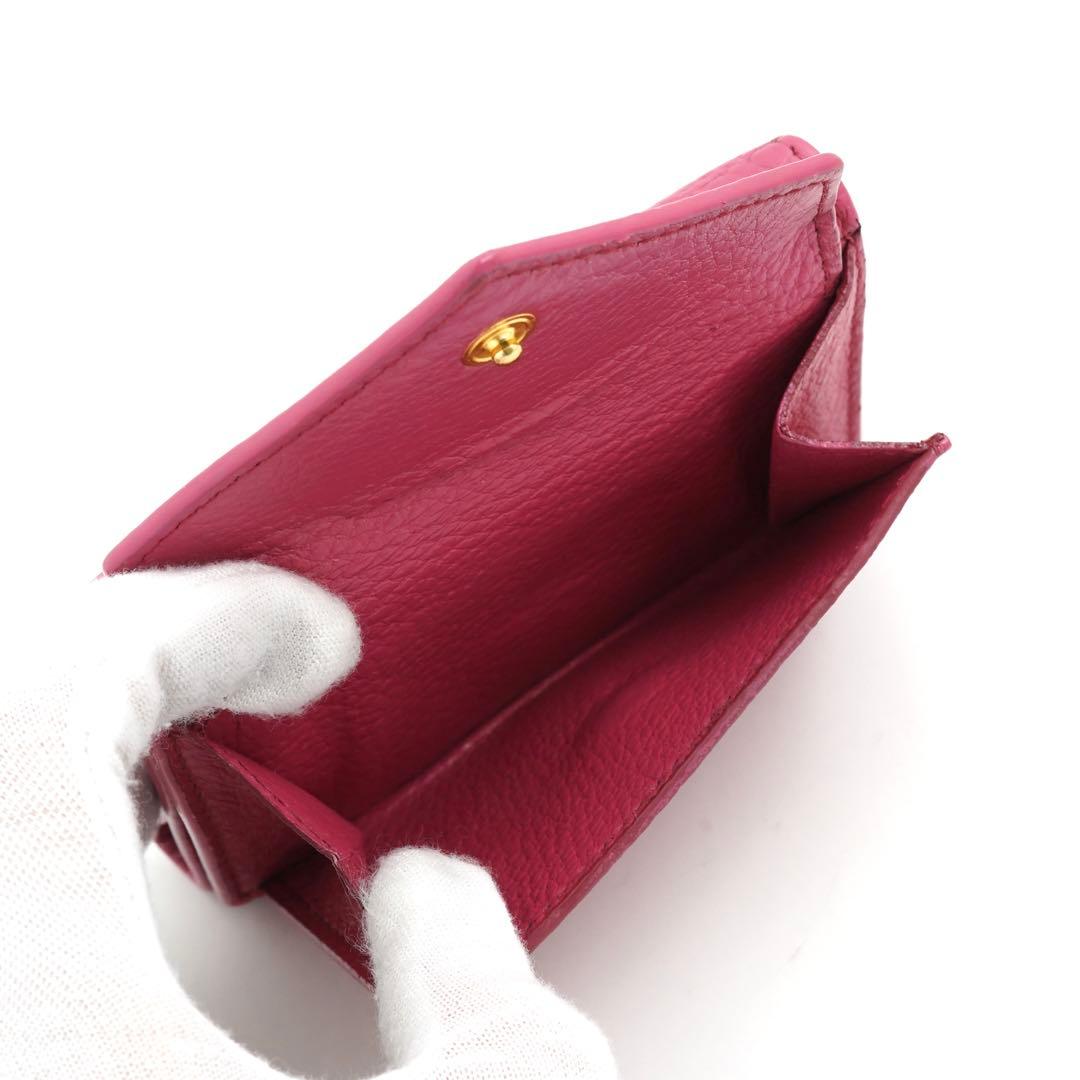 ✨専用✨　PRADA ミニ財布　シボ革　三つ折り　ピンク