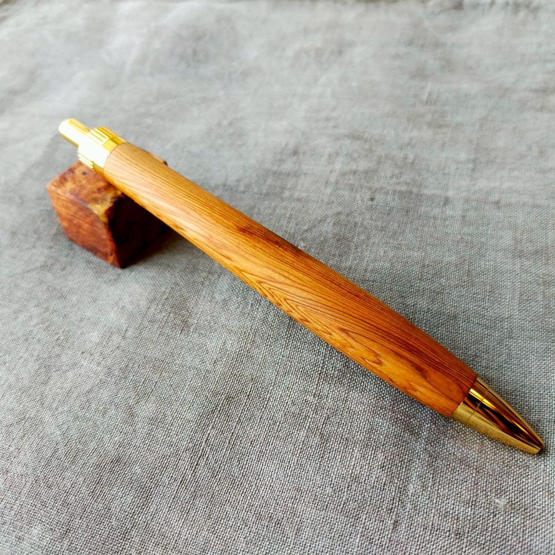 屋久杉 ハンドメイド 木軸ボールペン G2 天然木 ゴールド