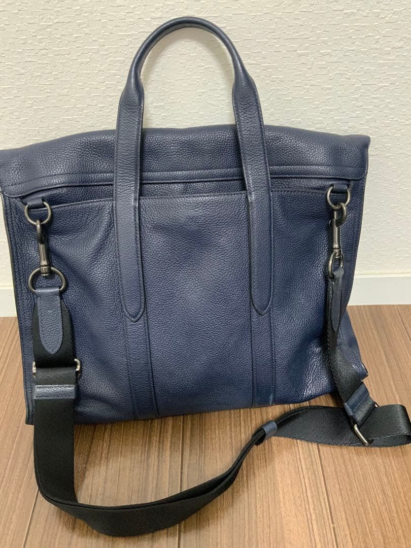 コーチ　ネイビー レザー ビジネスバッグ