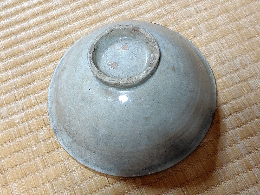 428『灰釉茶碗 共箱』良二 /骨董品 古美術 古玩 アンティーク