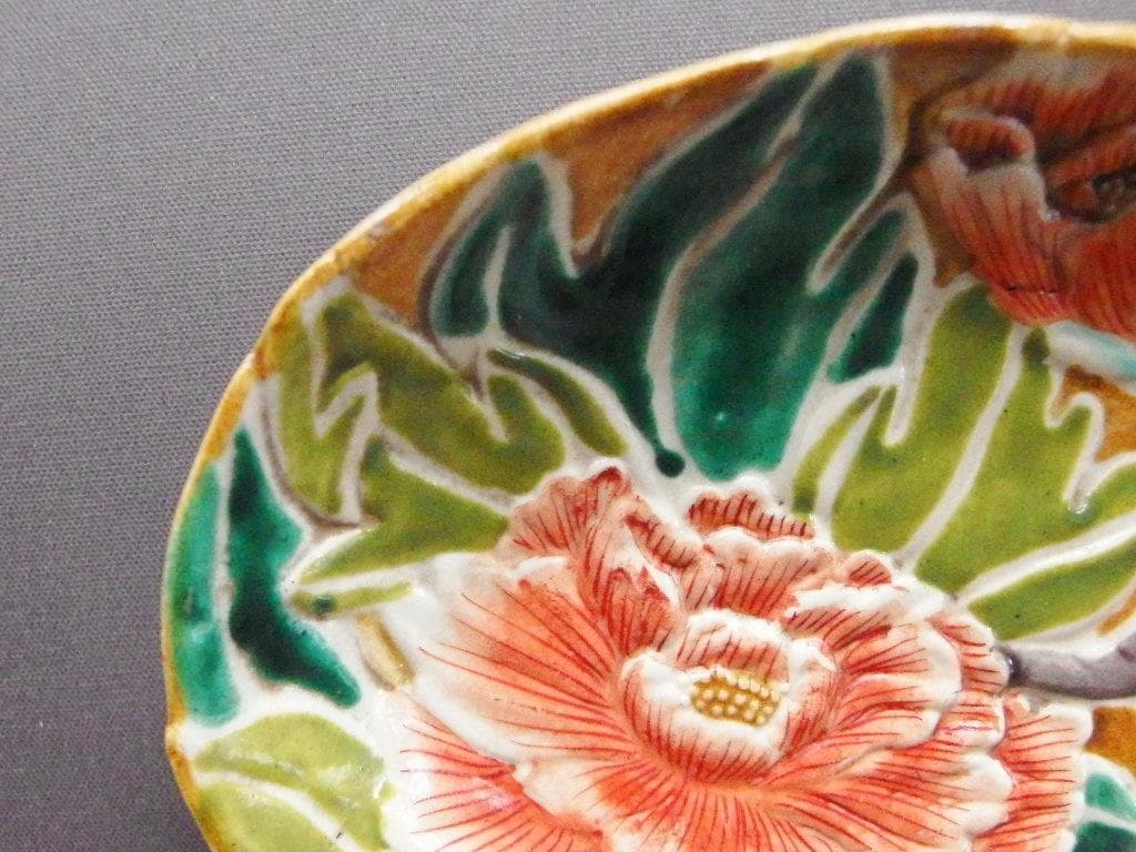 ♪骨董の器 時代物 九谷焼 バルボティーヌを彷彿とさせる器 オーバル 中皿