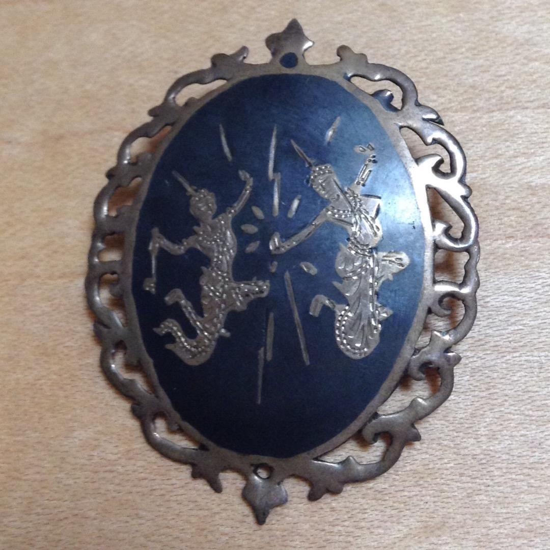 【アンティーク】七宝ブローチ アンティークシルバー使用