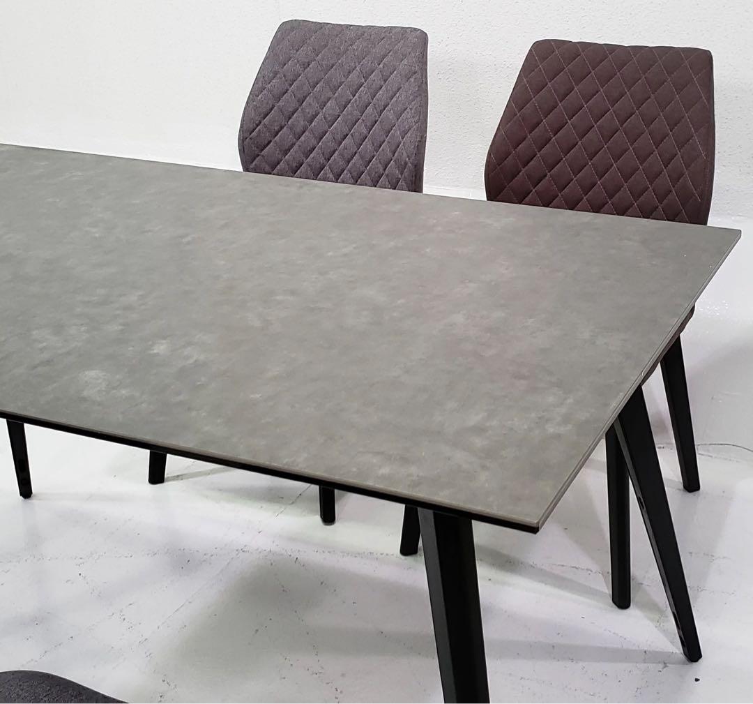 ダイニングテーブル ダークグレー セラミック 4人掛け 幅120cm 石目調