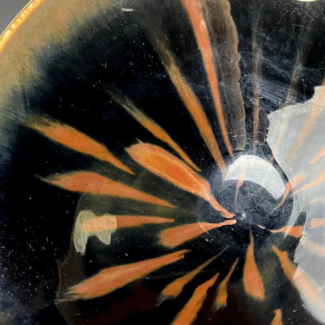 唐物 定窯 黒釉鉄斑紋碗 中国美術 古玩 時代物 SH96