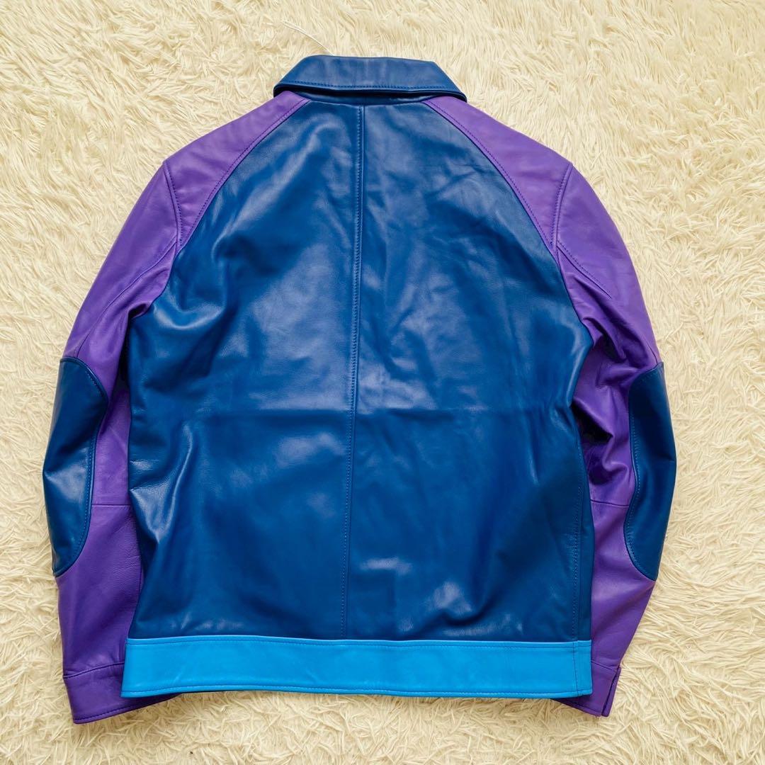 ユークス○未使用級/希少カラー○高級イタリア製ラムレザー バイカー